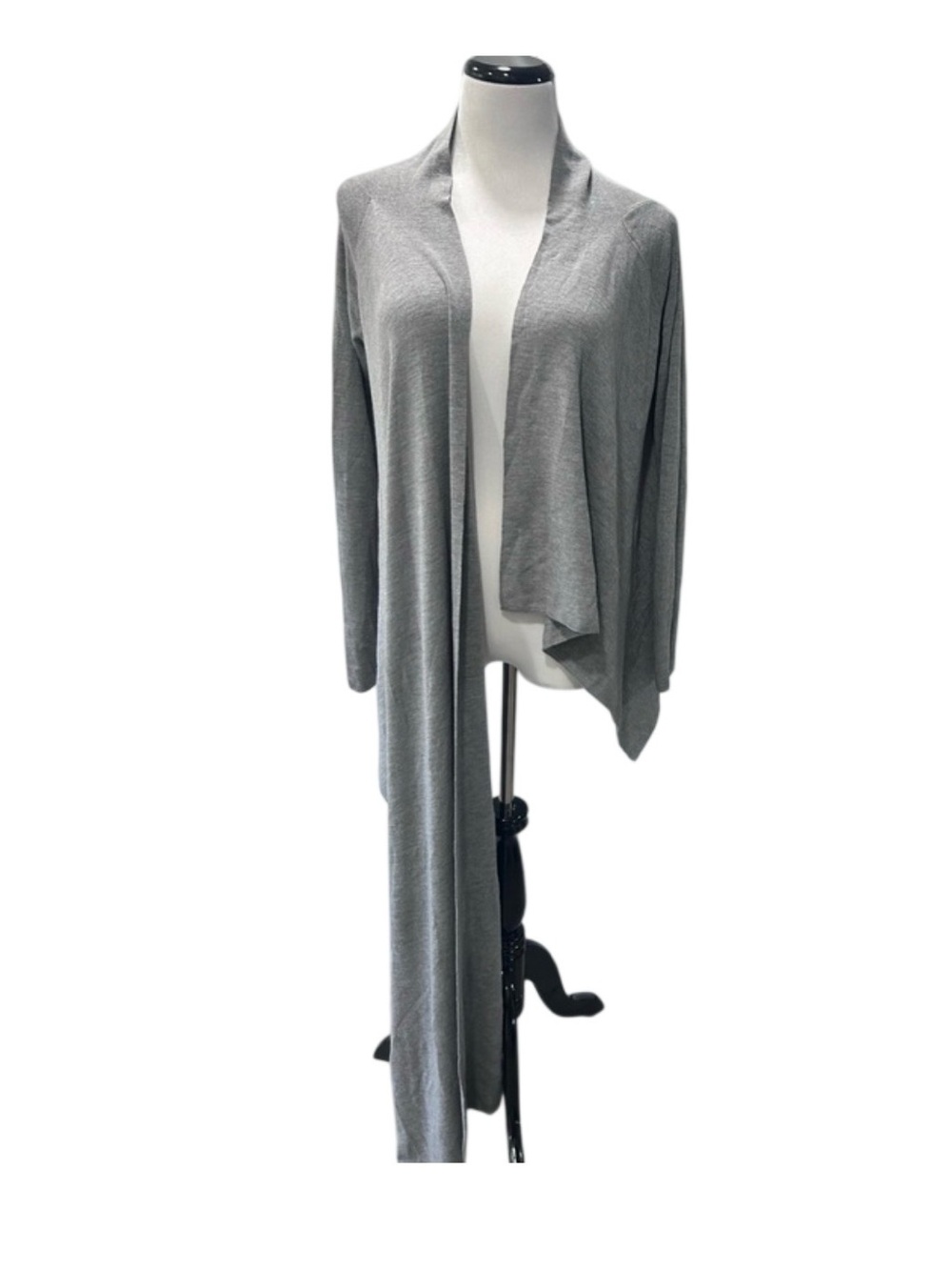 Theory Body Cassie Gray 100% Wool Asymmetrical Draped Open Front Cardigan Size 2